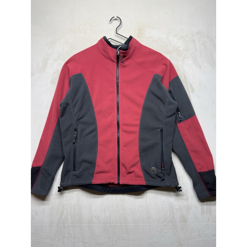 VTG Mountain Hardware Jacket Womens 10 Red Black Colorblock Fleece Polartech USA
